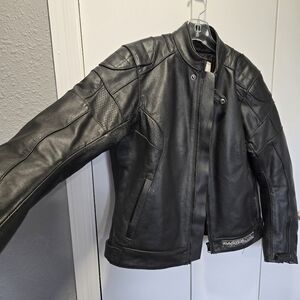 Castle Streetwear Leather Motorcycle Jacket Padded Armor & Lined Size 10